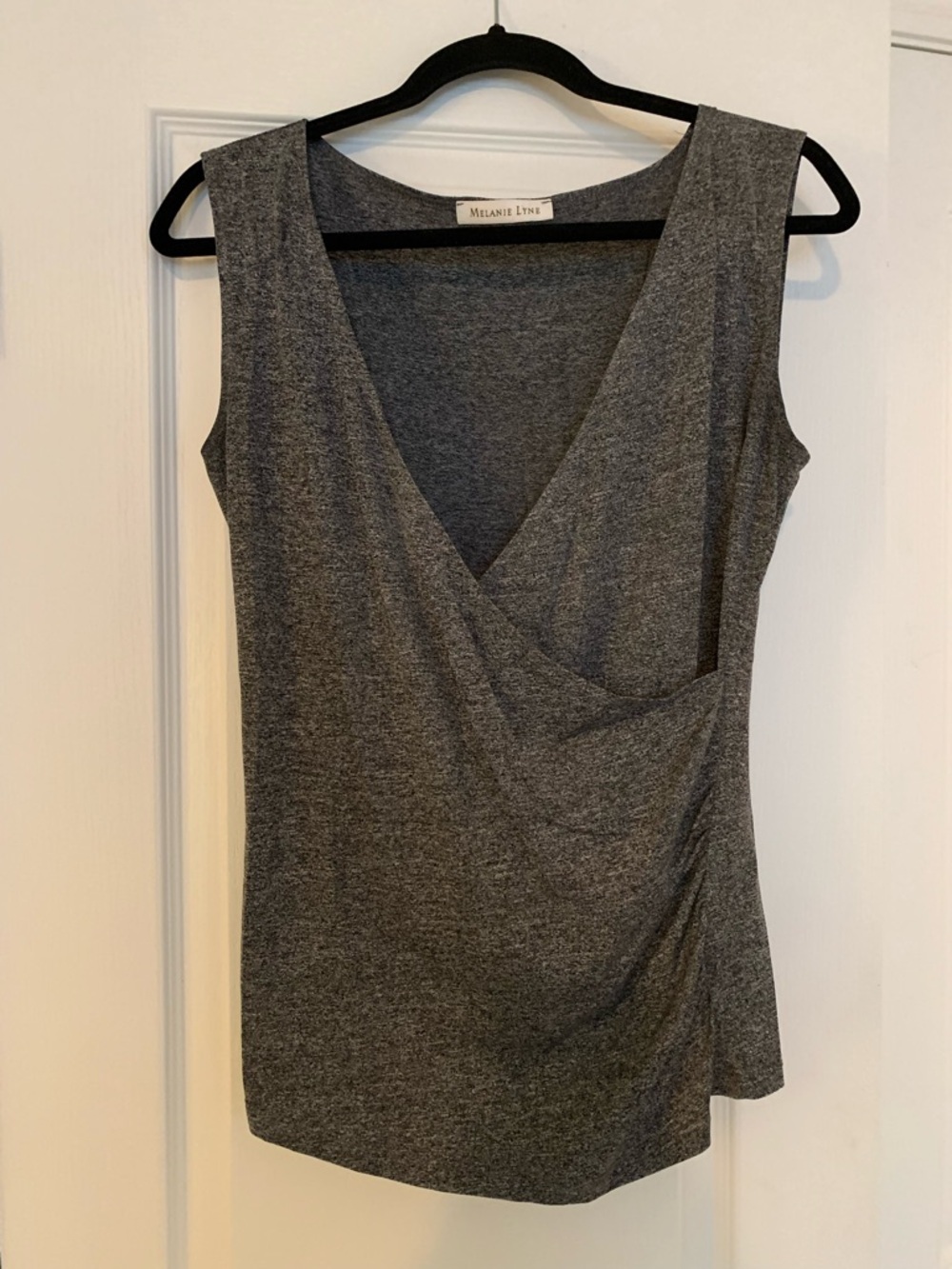 Melanie Lyne Gray Wrap-Front Sleeveless Tank